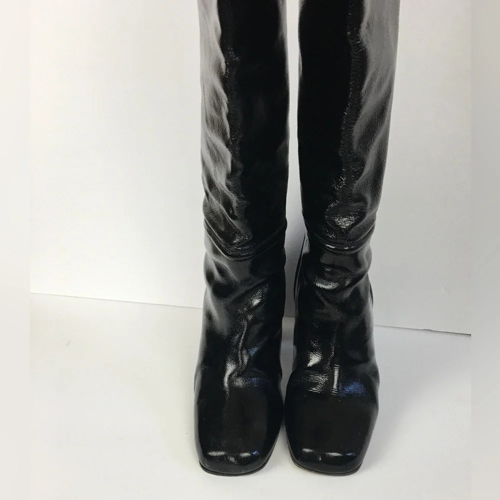 MARNI Made In Italy Designer Patent Leather Knee Boots In Black Size 41 (US11) - Picture 3 of 14